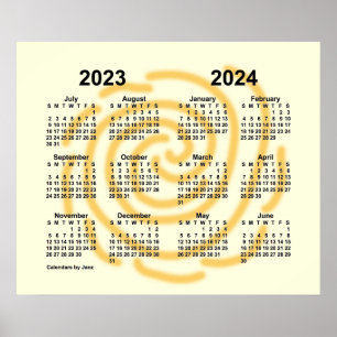 2023-2024 Zonnige Dagen Schooljaar Kalender van Ja Poster