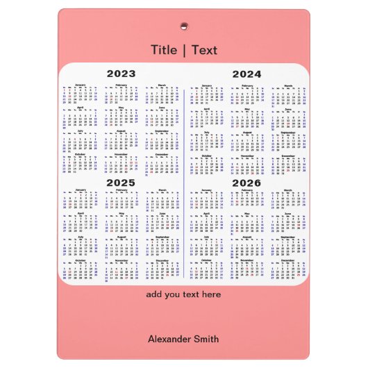 2023-2026 Aangepaste tijdreeks Foto modern Klembord