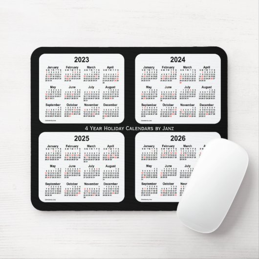 2023-2026 Agenda voor zwarte en witte feestdag, in Muismat (Met muis)