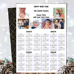 2023 - 2026 Kalender Foto Modern Minimalist Black Feestdagenkaart