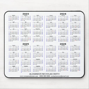 2023 - 2026 Kalender minimalistisch 4 jaar Aangepa Muismat