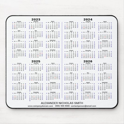 2023 - 2026 Kalender minimalistisch 4 jaar Aangepa Muismat (Voorkant)