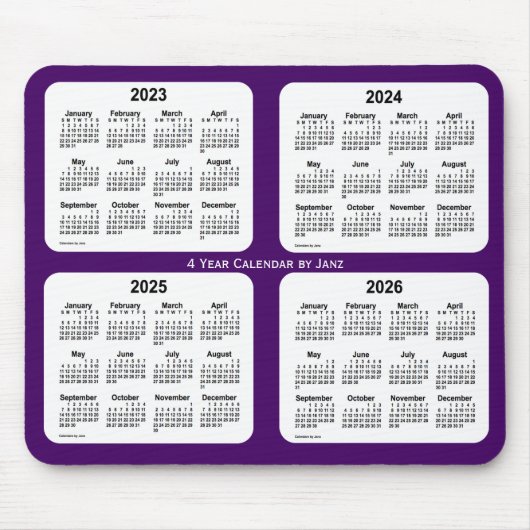 2023-2026 Paars 4-jaarkalender van de Janz-Muismat Muismat (Voorkant)