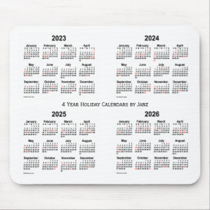 2023-2026 White Holiday Calendar van Janz Muismat