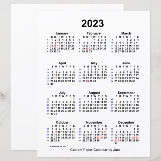 2023 Aangepaste feestdag 52 weken agenda van Janz (Voorkant / Achterkant)