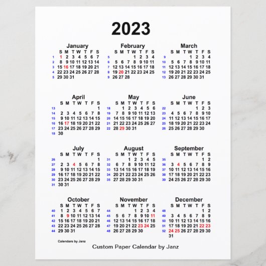 2023 Aangepaste feestdag 52 weken agenda van Janz (Voorkant)