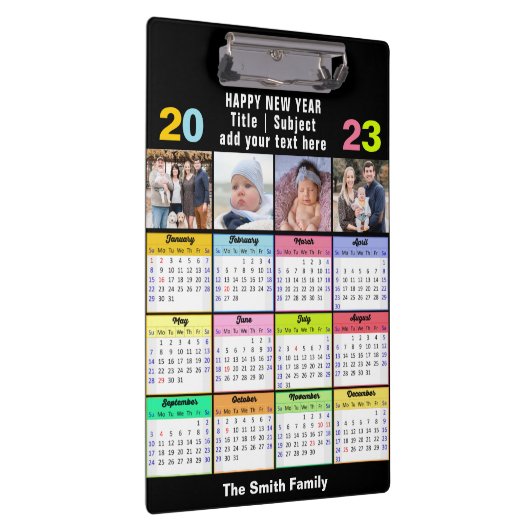 2023 Aangepaste kalenderreeks 4 Foto modern Klembord (Rechts)