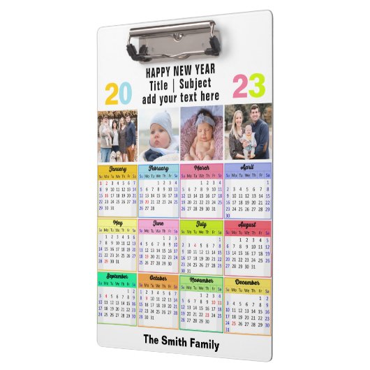 2023 Aangepaste kalenderreeks 4 Foto modern Klembord (Links)