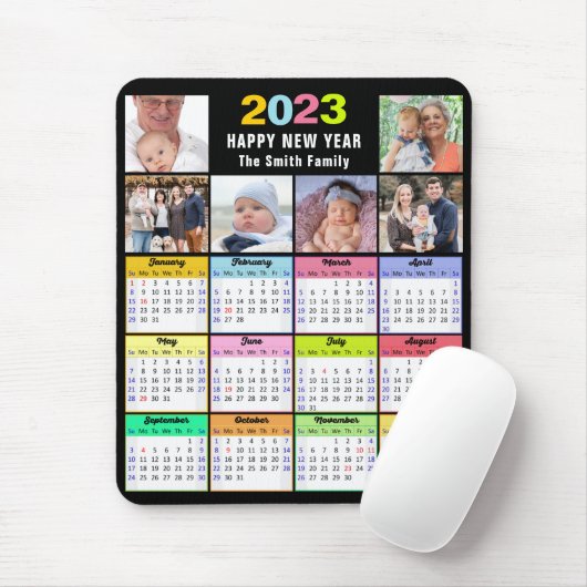 2023 Aangepaste kalenderreeks 6 Foto modern Muismat (Met muis)