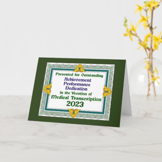 2023 Achievement Card van medisch rectionist Kaart (Gele Bloem)
