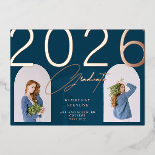 2023 afgestudeerd elegant minimalistisch aangepast folie uitnodiging