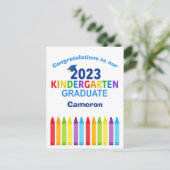 2023 Afgestudeerde Kleuterschool Aangepaste Mop Ad Briefkaart (Staand voorkant)