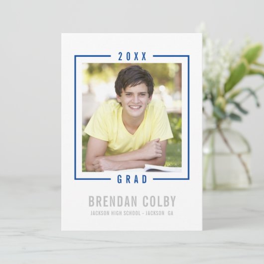 2023 AFSTUDEERDER INVITE simplephotolijst royal bl Kaart (Staand voorkant)