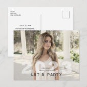 2023 Afstudeerder Photo Neutral Party Invitation B Briefkaart (Voorkant / Achterkant)