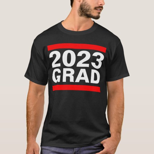 2023 Afstudeerder zwart, rood, wit, blok Afstudere T-shirt (Voorkant)