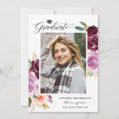 2023 Afstuderen Afstuderen van plum Paars Floral G Aankondiging (Voorkant)
