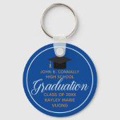 2023 Afstuderen Blue Gold Custom School Monogram Sleutelhanger (Voorkant)