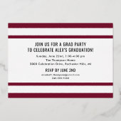 2023 Afstuderen Burgundy Gold Graduation Party Fot Folie Uitnodiging (Achterkant)