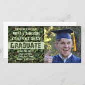 2023 Afstuderen Camouflage Custom Foto Groen Aankondiging (Voorkant / Achterkant)
