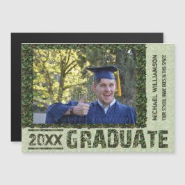 2023 Afstuderen Camouflage gepersonaliseerde foto Magnetische Uitnodiging