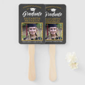 2023 Afstuderen Chalkboard Gold Glitter Foto Handwaaier (Voorkant en achterkant)