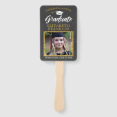 2023 Afstuderen Chalkboard Gold Glitter Foto Handwaaier (Voorkant)