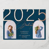 2023 afstuderen elegant minimalistisch aangepast 2 folie uitnodiging (Voorkant)