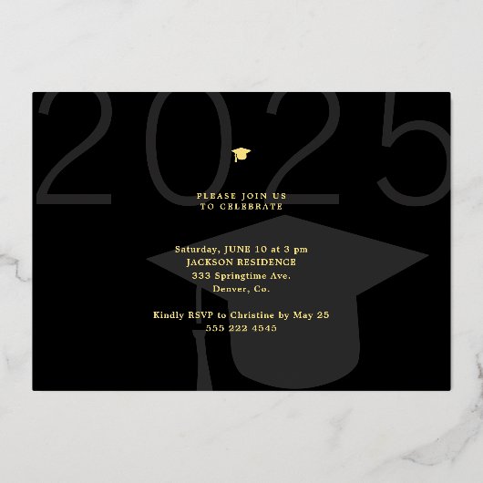 2023 afstuderen elegant minimalistisch aangepast 2 folie uitnodiging (Achterkant)