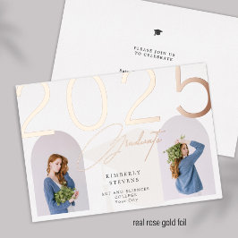 2023 Afstuderen elegante, girale, aangepaste 2 fot Folie Uitnodiging