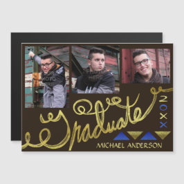 2023 Afstuderen Faux Gold Typografie Foto Collage Magnetische Uitnodiging