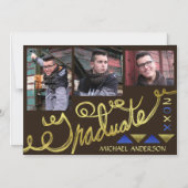 2023 Afstuderen Faux Gold Typografie Foto Collage Magnetische Uitnodiging (Voorkant)