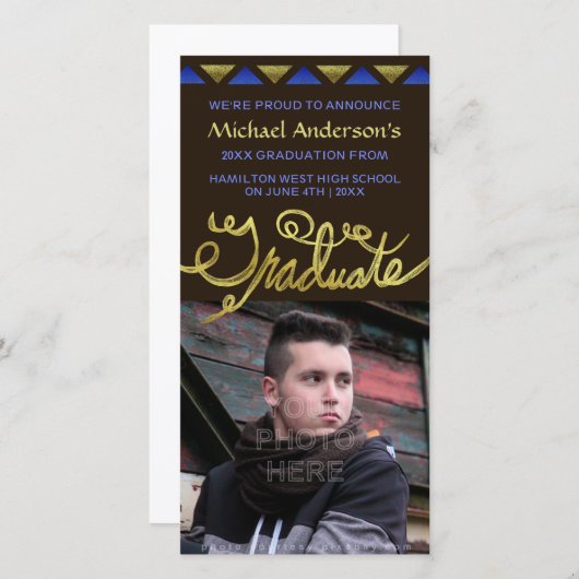 2023 Afstuderen Faux Gold Typografie Modern Aankondiging (Voorkant / Achterkant)