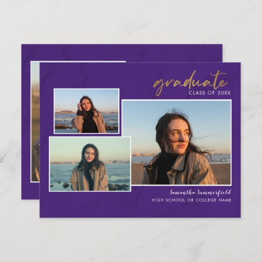 2023 Afstuderen Foto Collage Paars Script Afstudee (Voorkant / Achterkant)