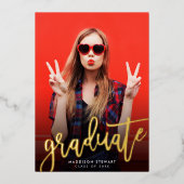 2023 AFSTUDEREN foto modern, minimaal script goud Folie Uitnodiging (Voorkant)