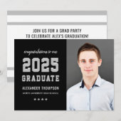 2023 Afstuderen foto van Black Gray Party Kaart (Voorkant / Achterkant)
