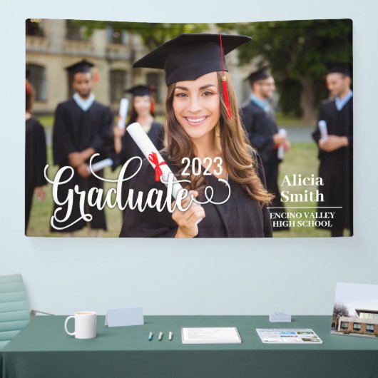 2023 Afstuderen Fotosjabloon voor middelbare schoo Spandoek (Beurs)