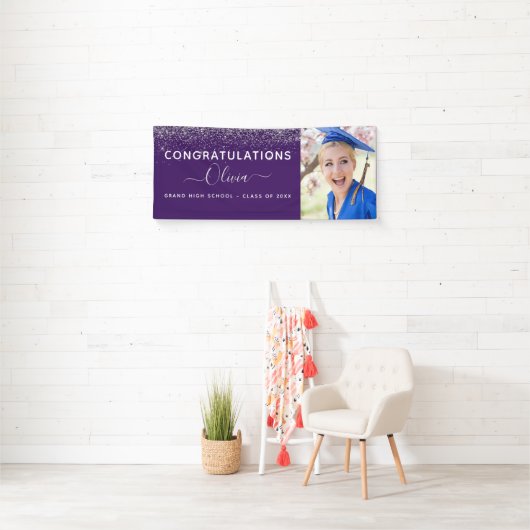 2023 Afstuderen Glitter Paars Silver Spandoek (Insitu)