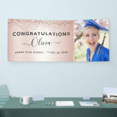 2023 Afstuderen Glitter Roos Gold Blush Pink Spandoek (Beurs)