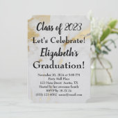 2023 Afstuderen Gold Grey Marble met zwarte tekst Kaart (Staand voorkant)