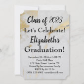 2023 Afstuderen Gold Grey Marble met zwarte tekst Kaart (Voorkant)