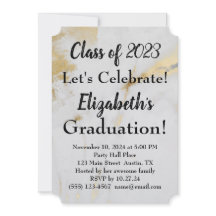 2023 Afstuderen Gold Grey Marble met zwarte tekst