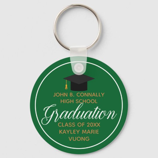 2023 Afstuderen Green Gold Custom School Monogram Sleutelhanger (Achterkant)