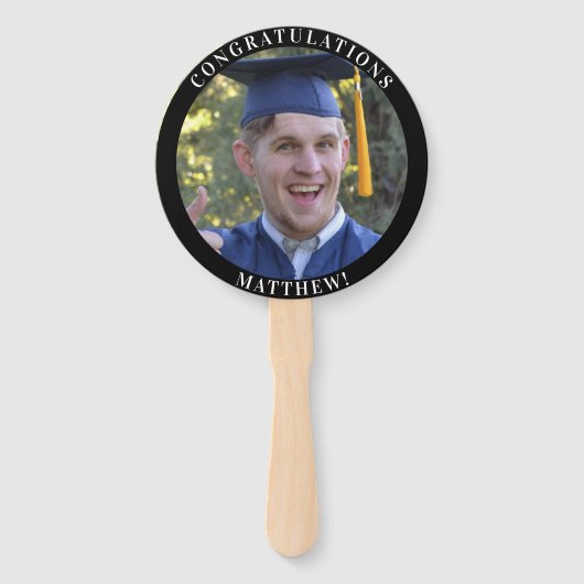 2023 Afstuderen Inspirerend Foto Gold Black Handwaaier (Achterkant)