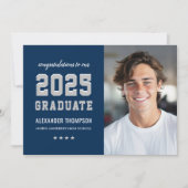 2023 Afstuderen marinegray Graduation Party foto Kaart (Voorkant)