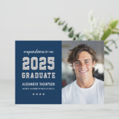 2023 Afstuderen marinegray Graduation Party foto Kaart (Staand voorkant)