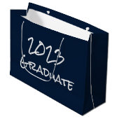 2023 Afstuderen Navy Gift Bag Groot Cadeauzakje (Voorkant Gekanteld)