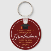 2023 Afstuderen Red Gold Custom School Monogram Sleutelhanger (Achterkant)