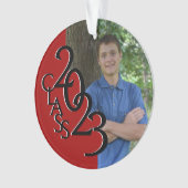 2023 Afstuderen Rode Klasse Foto Ornament (voorkant)