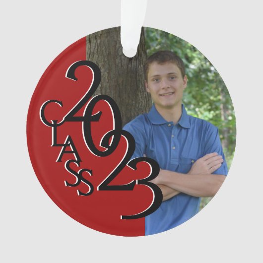 2023 Afstuderen Rode Klasse Foto Ornament (voorkant)