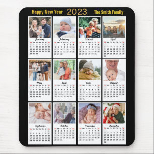 2023 Agenda 12 Familie Foto modern Gold Script Muismat